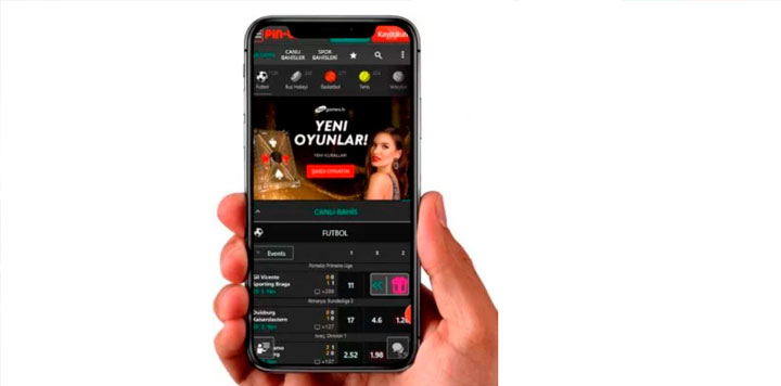 Pinup mobil kullanım ekranı