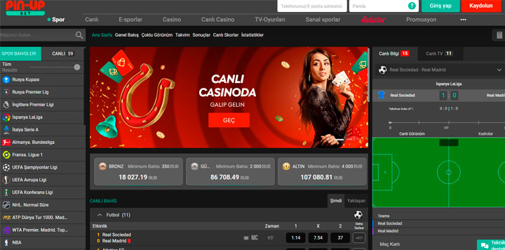 Pinup Casino oyun lobisi
